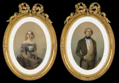 Teofil Kwiatkowski, PARA PORTRETÓW PAŃSTWA DE RAVESY, 1847, akwarela, gwasz, pastel, papier