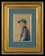 Stanisław Lentz, DŻOKEJ, 1896, akwarela, gwasz, papier