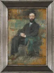 Olga Boznańska, PORTRET MĘŻCZYZNY, 1919, olej, tektura