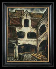 Bronisław Jamontt, STARE PODWÓRKO W WILNIE, 1929, tempera, papier