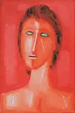 PORTRET KOBIETY by Jerzy Nowosielski, 1986, olej, płótno, sold Dec 2013