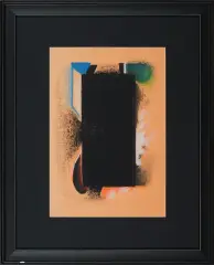 Jan Berdyszak, Kompozycja z czarnym prostokątem, 1971, tusz, akwarela, gwasz, papier
