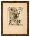 Stanislaw Noakowski, Barokowy ołtarz, 1925, tusz, sepia, pędzel, lawowanie, papier