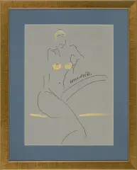 Joanna Sarapata, Akt, 2013, tusz pióro, gwasz złoty, papier szary żeberkowy