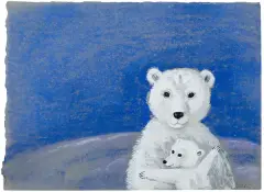 Józef Wilkoń, Misie polarne, pastel, gwasz, tusz, papier