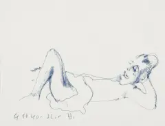Jan Lebensztejn, H., LATA 60. XX W., dłg. niebieski, papier kremowy