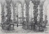 Projekt sceny do filmu Strawberry Fields by Jacek Yerka, 1998, ołówek, karton, sold Oct 2013