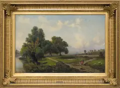 Karol Klopfer, NA WIEJSKIEJ DRODZE, 1879, olej, płótno