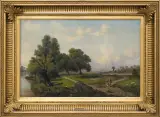 Karol Klopfer, NA WIEJSKIEJ DRODZE, 1879, olej, płótno