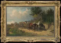 Eduard Götzelmann, POWRÓT Z JARMARKU, 1887, olej, płótno