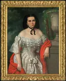 Jan Ksawery Kaniewski, PORTRET DAMY Z CZERWONYM SZALEM, po 1850, olej, płótno