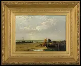 Arthur Josef Meadows, ZBIERACZE MAŁŻY. RYBACY PRZY ŁODZIACH, 1888, olej, płótno