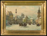 ZIMA NA PLACU ZAMKOWYM W WARSZAWIE by Władysław Chmieliński, olej, płótno, sold Oct 2013