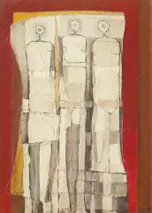 OBRAZ DRAMATYCZNY II by Józef Łukomski, 1964, olej, sklejka, sold Oct 2013