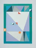 Abstrakcja by Jerzy Nowosielski, 1997, serigrafia barwna, papier jasnoszary, sold Sep 2013