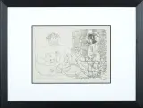 Pablo Picasso, Odpoczynek rzeźbiarza i rzeźba surrealistyczna, litograficzna replika akwaforty, papier kremowy