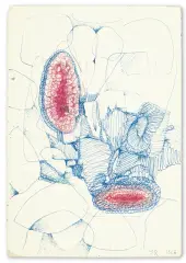 Bez tytułu by Erna Rosenstein, 1968, długopisy barwne, papier kremowy, sold Sep 2013