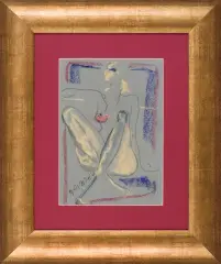 Joanna Sarapata, Akt I, 2007, kredki, złoty gwasz, papier szarozielony