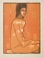 Jerzy Nowosielski, Akt pomarańczowy, 1997, serigrafia barwna, papier
