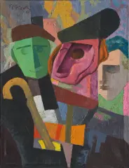 Tadeusz Gąsiewicz, Trzej panowie, 1960, olej, płótno
