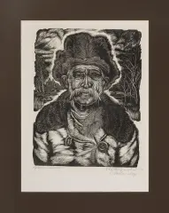 Stefan Mrozewski, Rybak z Zalesia, 1944, drzeworyt, papier