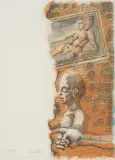 Kompozycja z obrazem by Jan Lebensztejn, litografia barwna, papier, sold Jul 2013