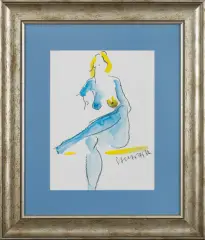 Joanna Sarapata, Akt siedzący, 2006, akwarela, pastel, papier