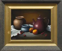 Martwa natura by Ryszard Skupin, olej, płyta pilśniowa, sold Jul 2013