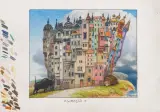 Giełda by Jacek Yerka, 2013, kredki barwne, ołówek, karton, sold Jul 2013