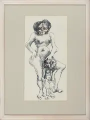 Jan Lebensztejn, Kobieta z dzieckiem, długopis, papier kredowany