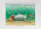 Drzemka syreny by Jacek Yerka, kredki barwne, ołówek, karton, sold Jun 2013