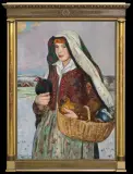 NA TARG. DZIEWCZYNA NIOSĄCA KURY by Vlastimil Hofman, 1923, olej, tektura, sold Jun 2013