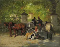 Alfred Wierusz-Kowalski, W OCZEKIWANIU NA PANA. MARIASZ DYSZLOWY, 1876, olej, płótno naklejone na tekturę
