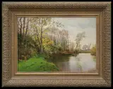 Peder Mork Monsted, PEJZAŻ WIOSENNY, 1912, olej, płótno naklejone na tekturę