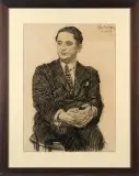 Józef Mehoffer, PORTRET MĘŻCZYZNY, 1927, węgiel, papier