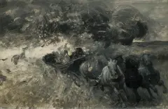 Zygmunt Ajdukiewicz, UCIECZKA PRZED BURZĄ, olej, karton