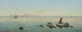Vittorio Capessiero, ZATOKA NEAPOLITAŃSKA Z WIDOKIEM NA CAPRI, olej, deska
