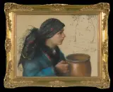 Józef Ujhelyi, DZIEWCZYNA Z DZBANEM, pastel, papier
