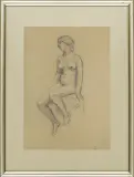 Tadeusz Makowski, AKT KOBIETY SIEDZĄCEJ, przed 1908, węgiel, papier