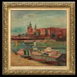 WIDOK NA WAWEL I MOST DĘBNICKI by Efraim i Menasze Seidenbeutel, 1934, olej, sklejka, offered Jun 2013