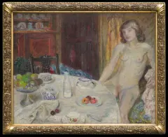 Marek Żuławski, AKT PRZY STOLE, ok. 1935/36, olej, płótno