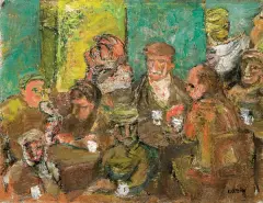 Henryk Gotlib, ROBOTNICY W POŁUDNIE (ROBOTNICY PRZY PIWIE), 1950, olej, płótno