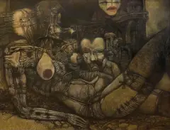 Zdzisław Beksiński, BEZ TYTUŁU, 1967, olej, płyta pilśniowa