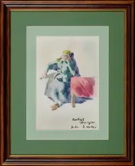 Jerzy Duda-Gracz, Portret staruszki, 1956, akwarela, ołówek, papier