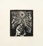 Krawiec, z cyklu Judaica by Jerzy Duda-Gracz, 1964, drzeworyt, papier kremowy, sold Apr 2013