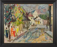 Franciszek Kmita, Uliczka w Kazimierzu Dolnym, 1966, olej, płótno