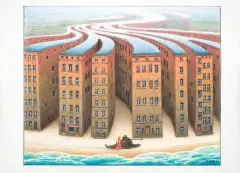 Jacek Yerka, Delta, 2013, kredki barwne, ołówek, karton
