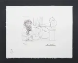 Pablo Picasso, Rzeźbiarz i modelka, ryc. LXII z Teki Vollarda, serigrafia, papier