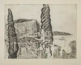 Andrzej Rudziński, Pejzaż jugosłowiański I, 1959, akwaforta, odprysk, papier kremowy