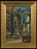WNĘTRZE KOŚCIOŁA MARIACKIEGO by Władysław Chmieliński, przed 1939, olej, płótno, sold Mar 2013